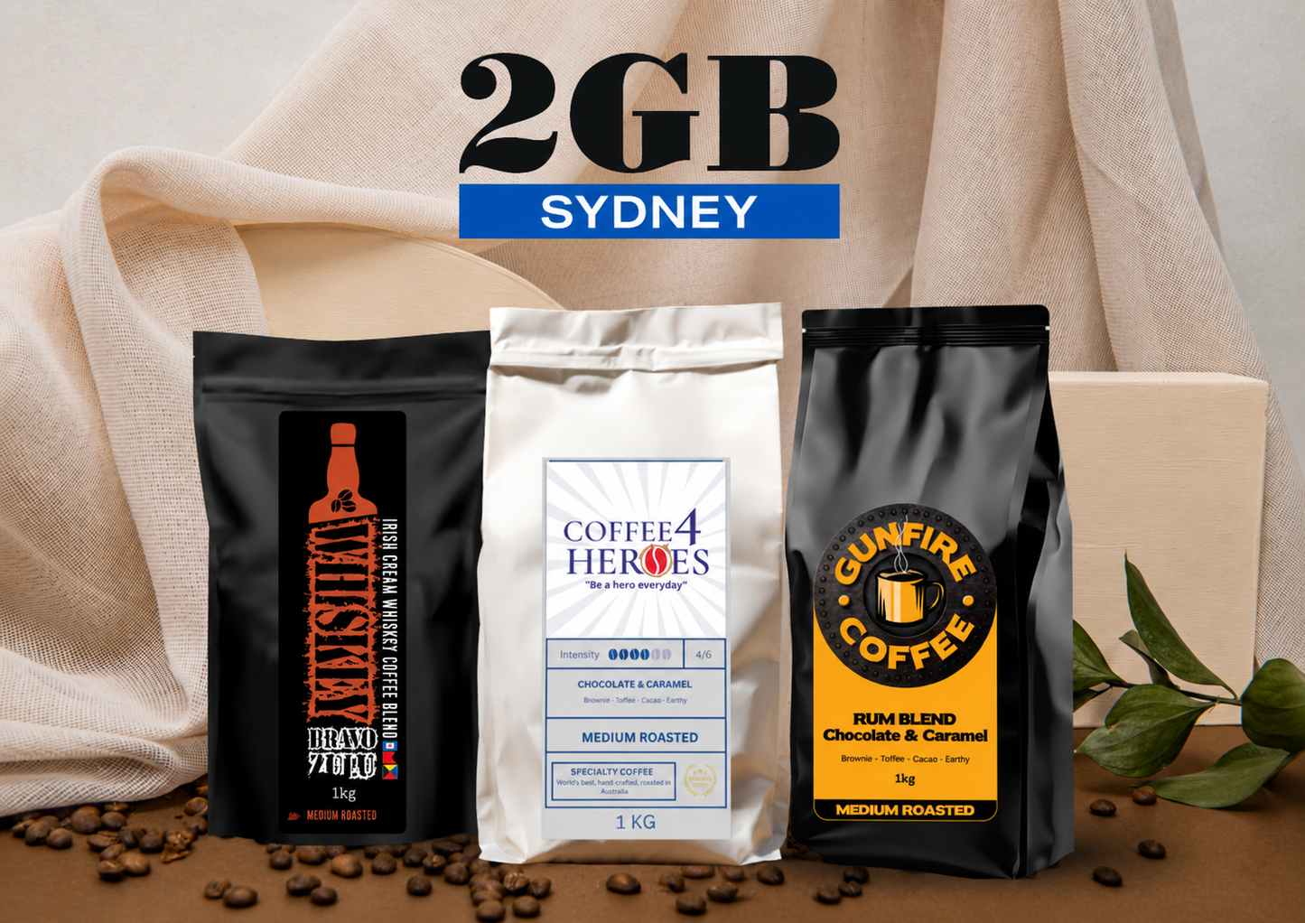 2GB - Father's Day Special- 1KG Coffee4Heroes + 1KG Whiskey Bravo Zulu + 1KG Gunfire
